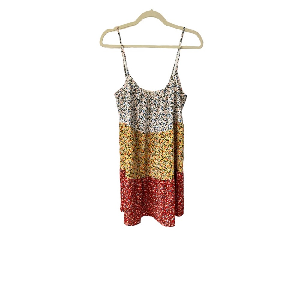 SHEIN VCAY Ditsy Floral Print Colorblock Ruffle Hem Cami Dress Sz M - Picture 7 of 10
